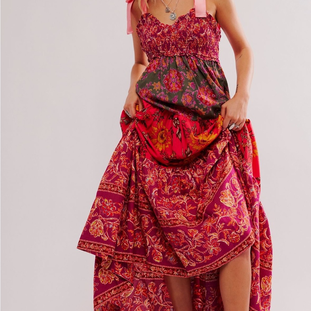 Free People Bluebell Maxi Magenta combo Dress